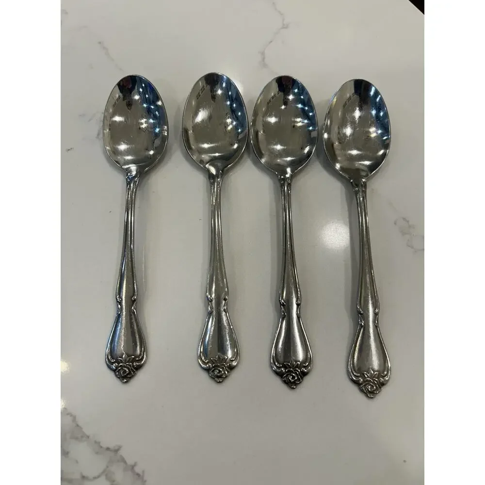 Vtg‎ Oneida ARBOR ROSE/TRUE ROSE Stainless 1881 Rogers Ltd Set Of 4 Spoons